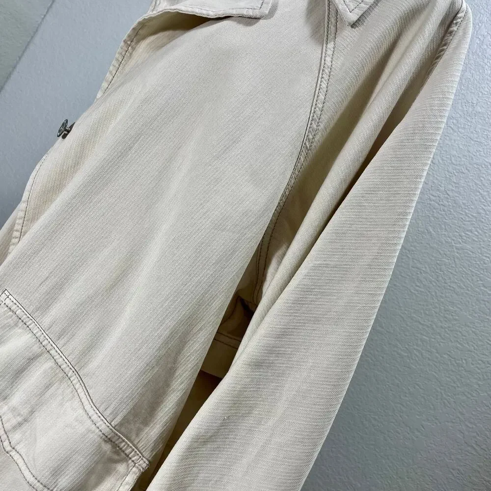 Free People We The Free Perry Military Coat Khaki Trench Jacket Women's Large - Picture 15 of 16